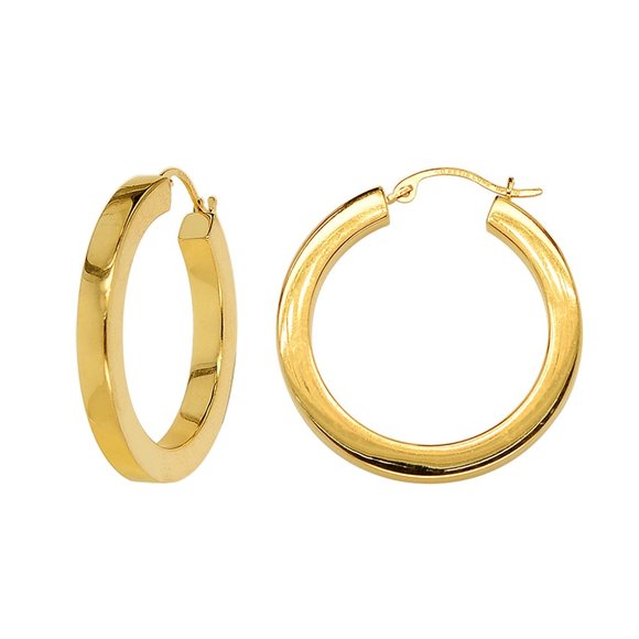Classy Dangle Hoop Earrings 14K Yellow Gold